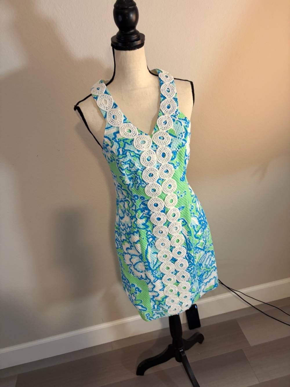 💚Lilly Pulitzer EUC Trudy GO GO Green Shift Dress in Blue Green & White Sz 4 🌊 - Picture 5 of 12
